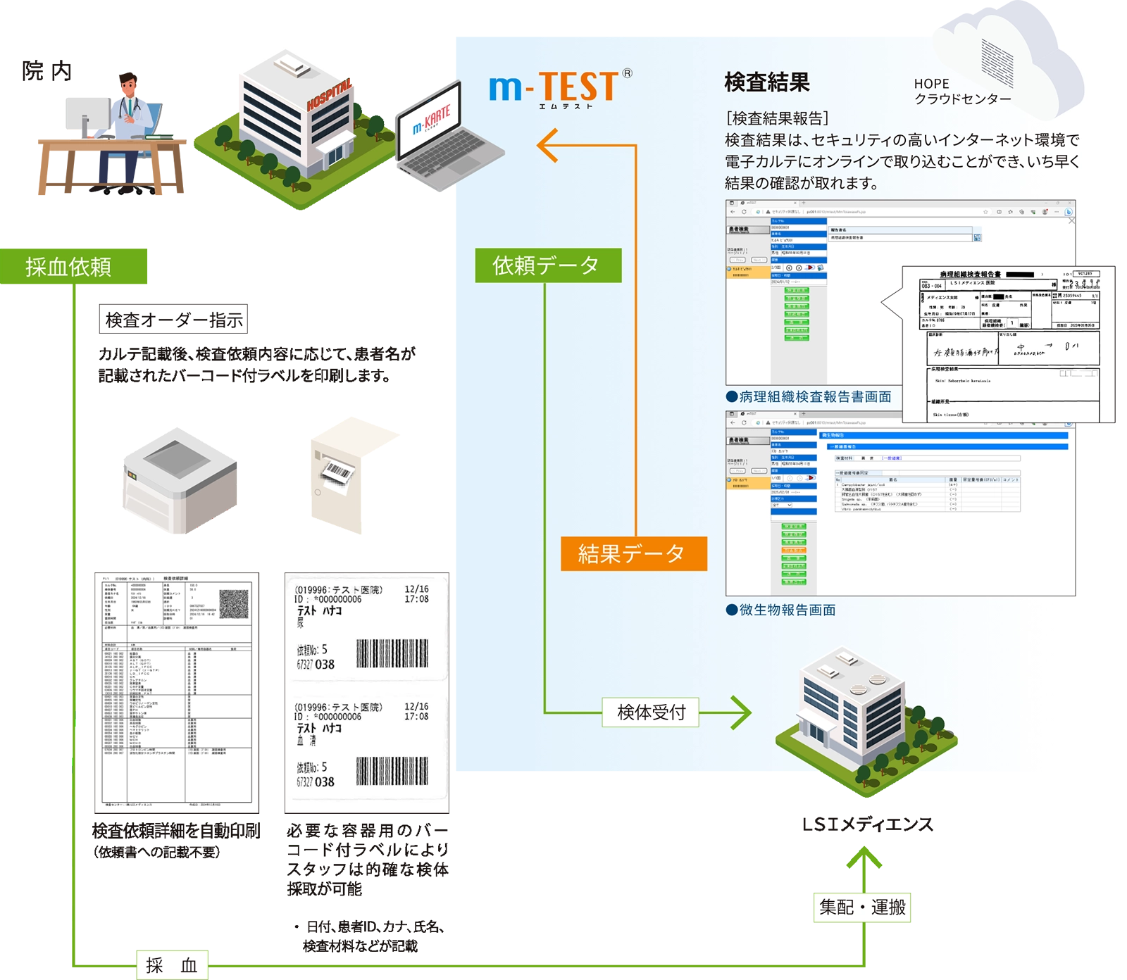 オンライン化した検査支援システム「m-TEST」1